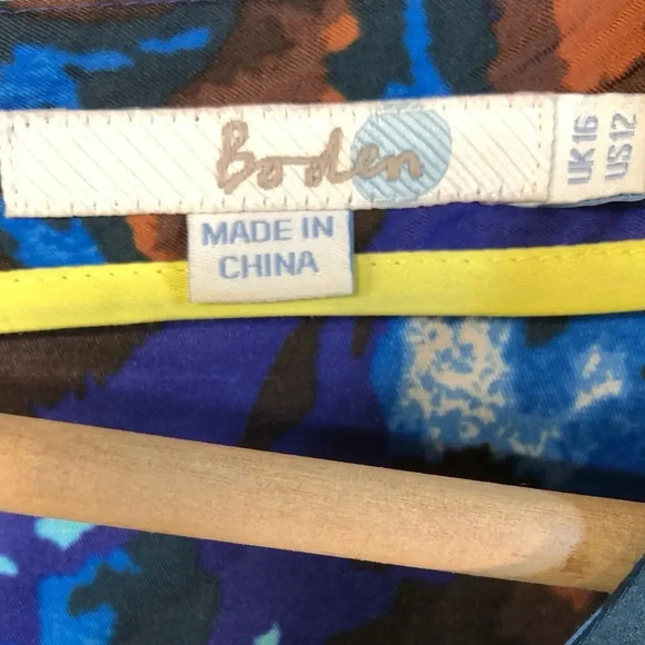 Boden Eliza Blue & Gold Silk Blend Floral Blouse size 12. - Picture 3 of 4